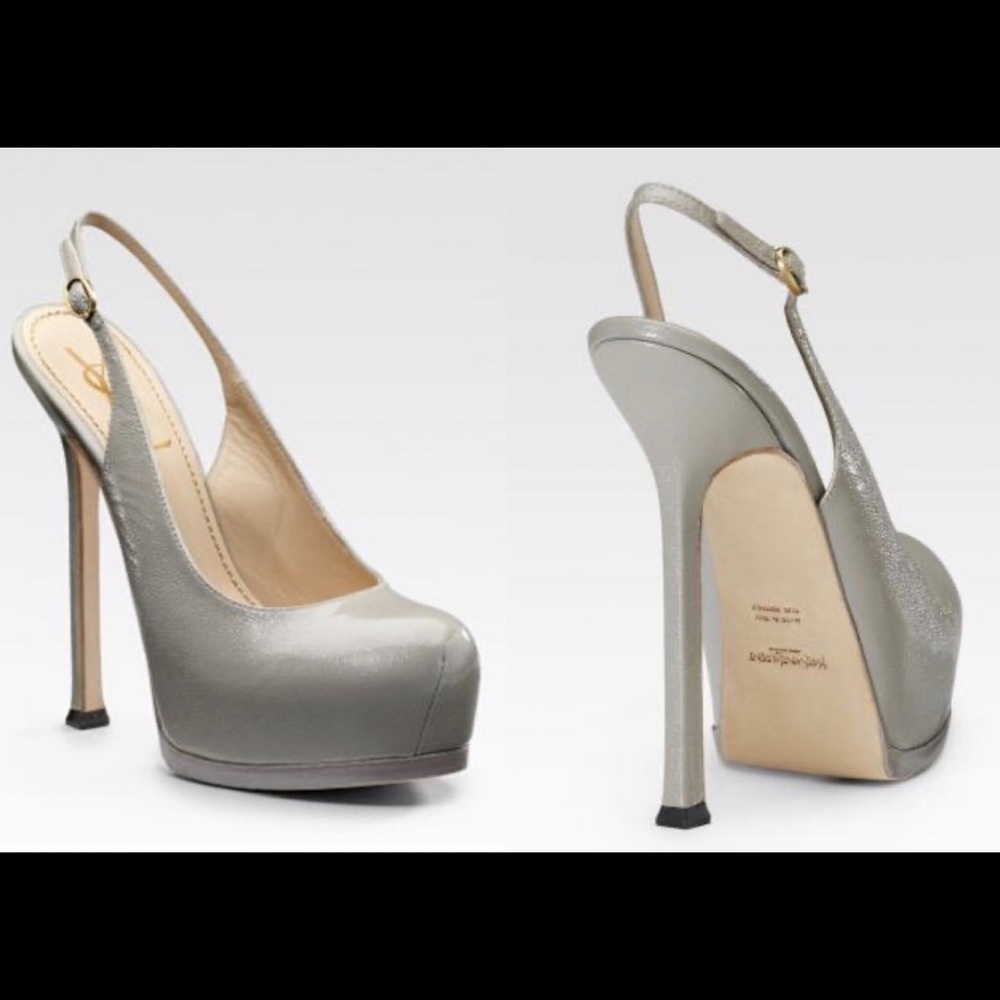 YSL Yves Saint Laurent Tribtoo Platform Slingbacks